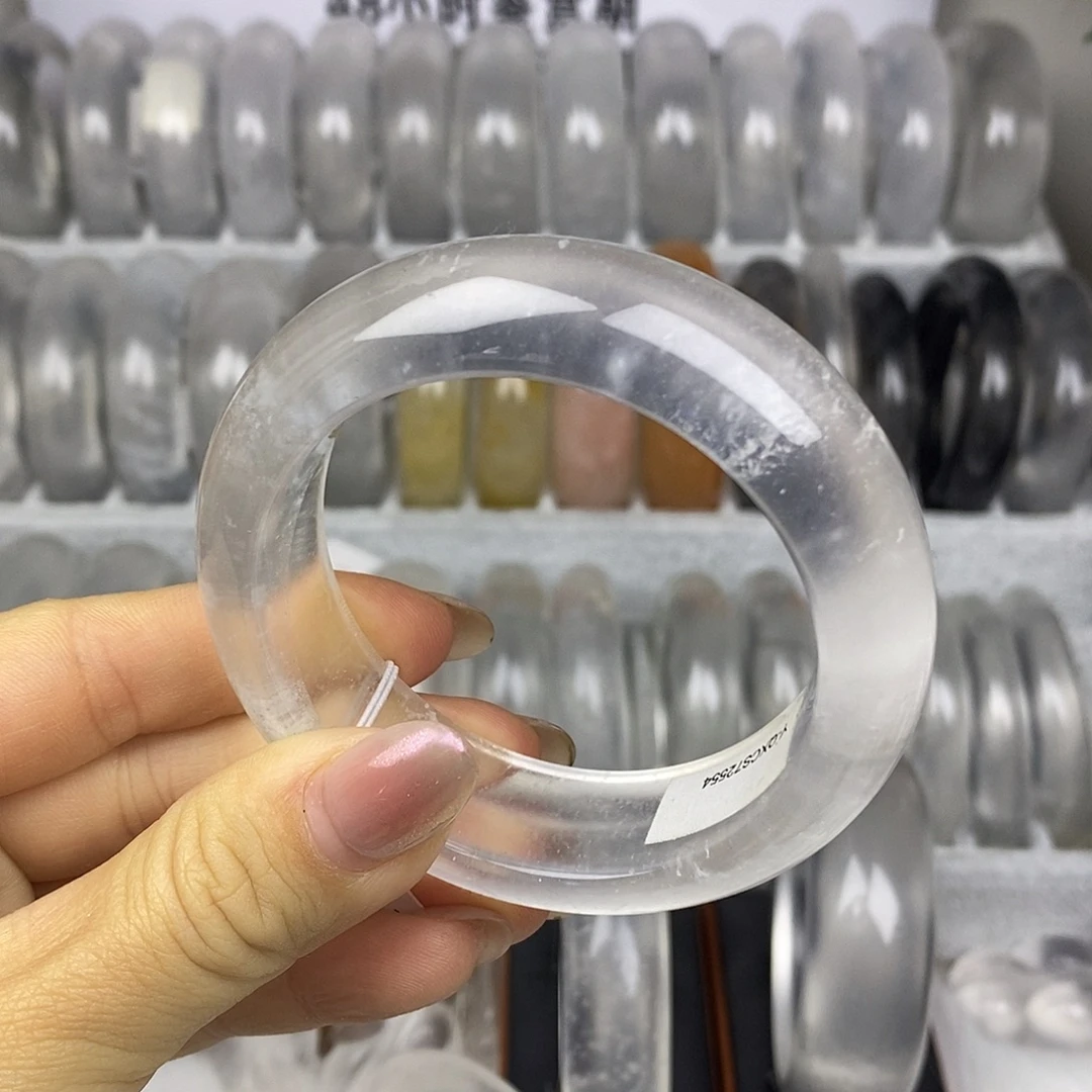 石英质玉未镶嵌手镯54.4黑钢飘雪微抠包容2554