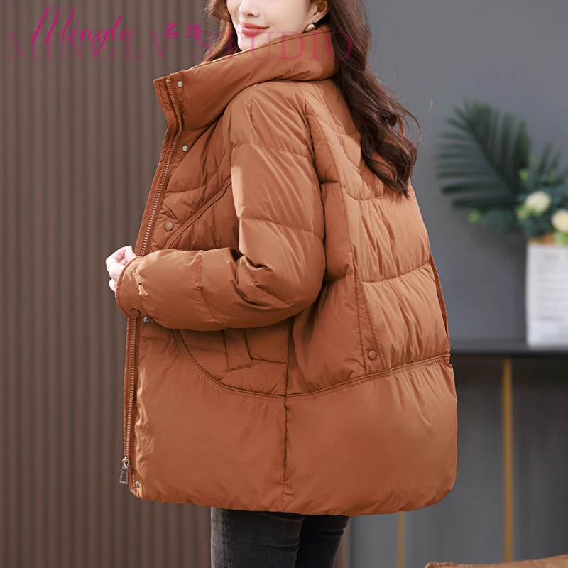 羽绒服女2025年冬季新款时髦洋气高贵轻薄中长款立领休闲羽绒服