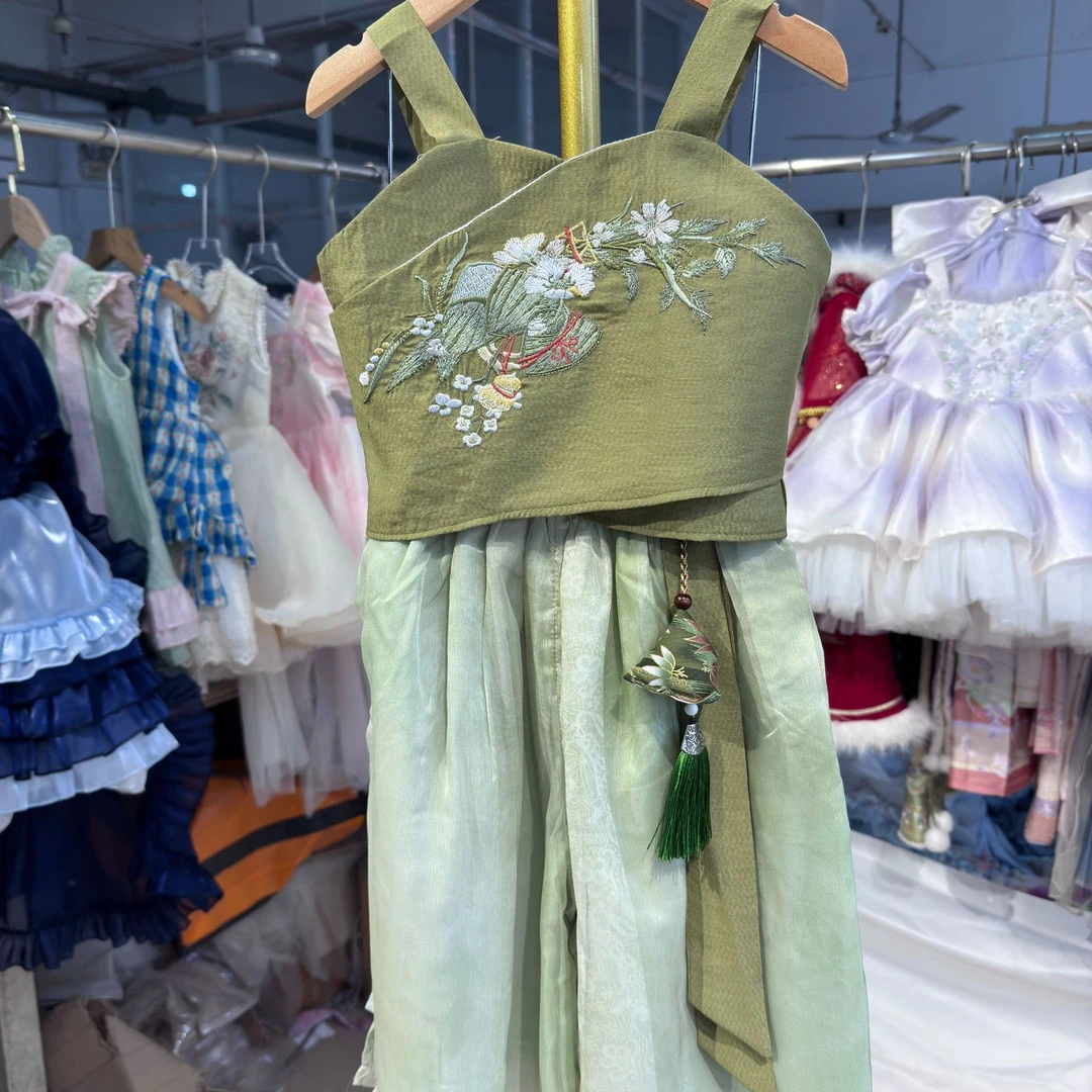 ***粽子套装夏季新款2024女童儿童洋气古风裙子