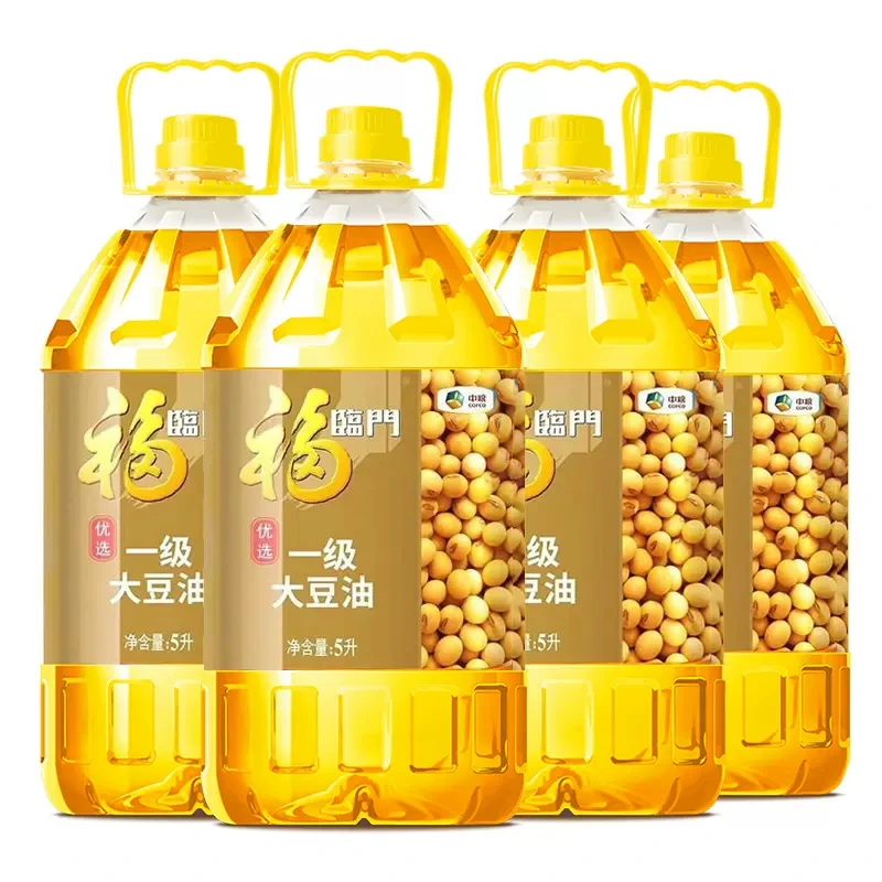 中粮福临门优选一级大豆油5L*4桶家用商用实惠食用油整箱大桶装