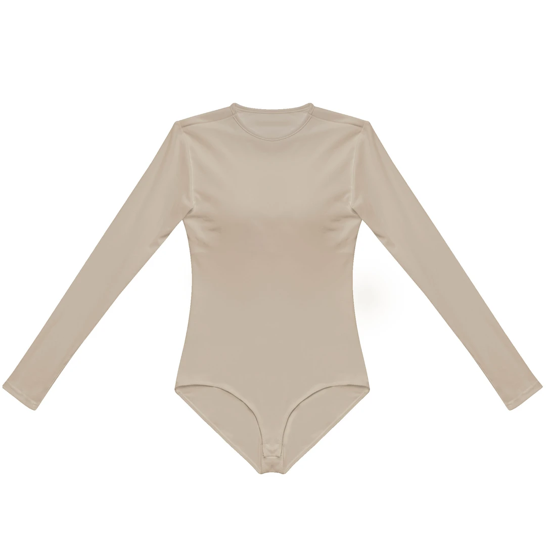 913春季欧美圆领连体长袖免穿bra修身显瘦辣妹休闲时尚纯色长袖