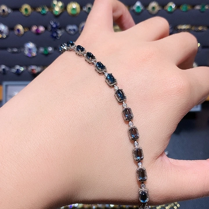 手链托帕石银S925镶嵌