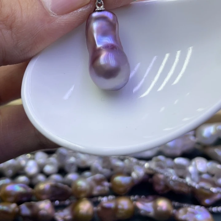 淡水珍珠吊坠(不含链)银S925镶嵌