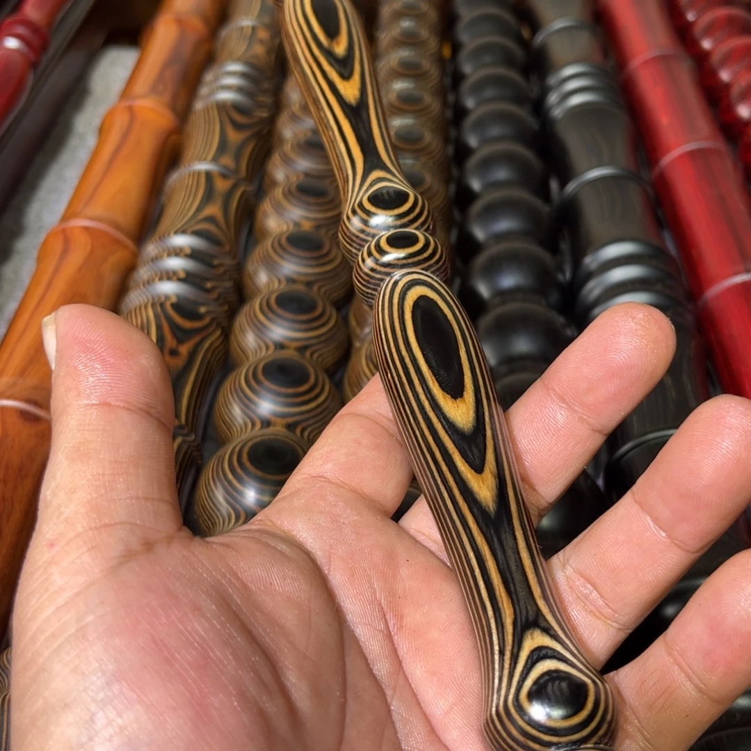 旭***3大叶紫檀（黑酸枝木类）斑马木登山杖