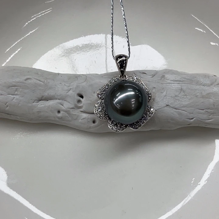 银S925镶嵌吊坠(不含链)海水珍珠11-12mm