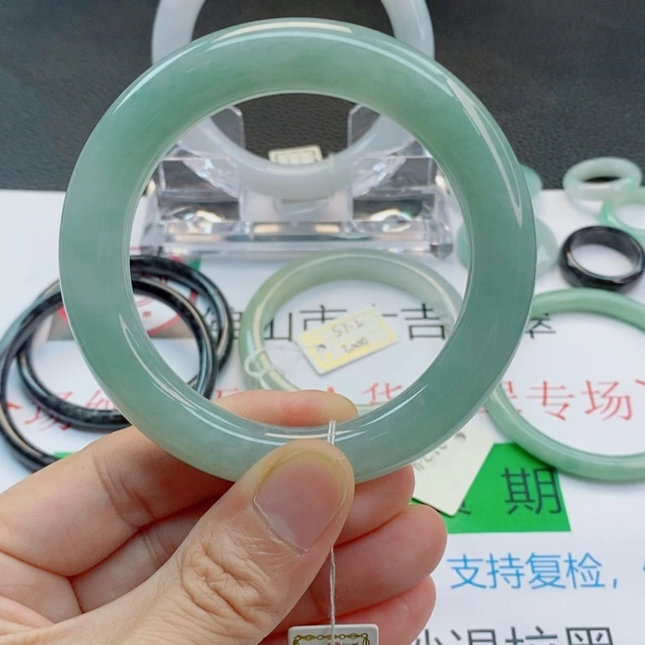 翡翠未镶嵌手镯胖圆条手镯56-57圈口