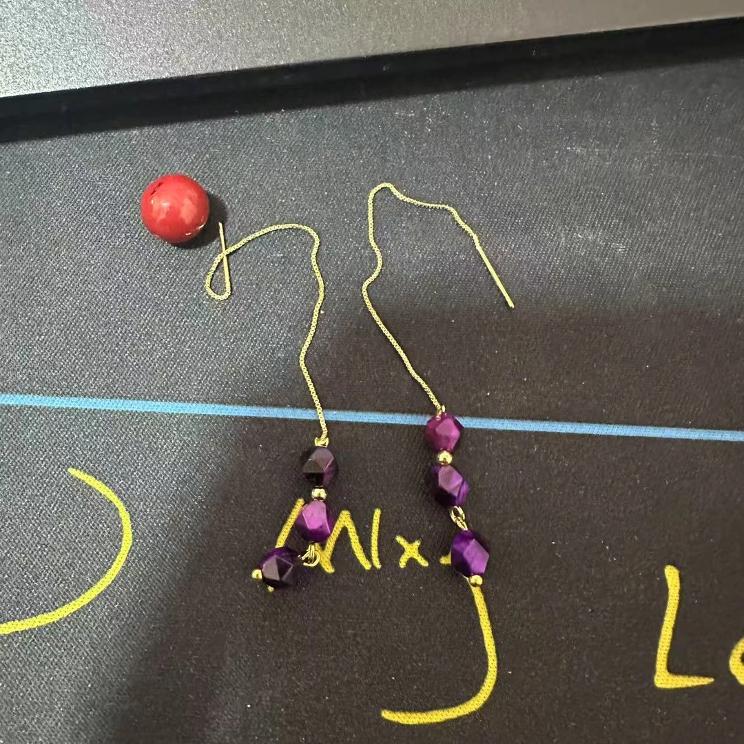 含辰砂工艺品【繁花珠宝甄选】含辰砂工艺品紫舒耳饰HX70016