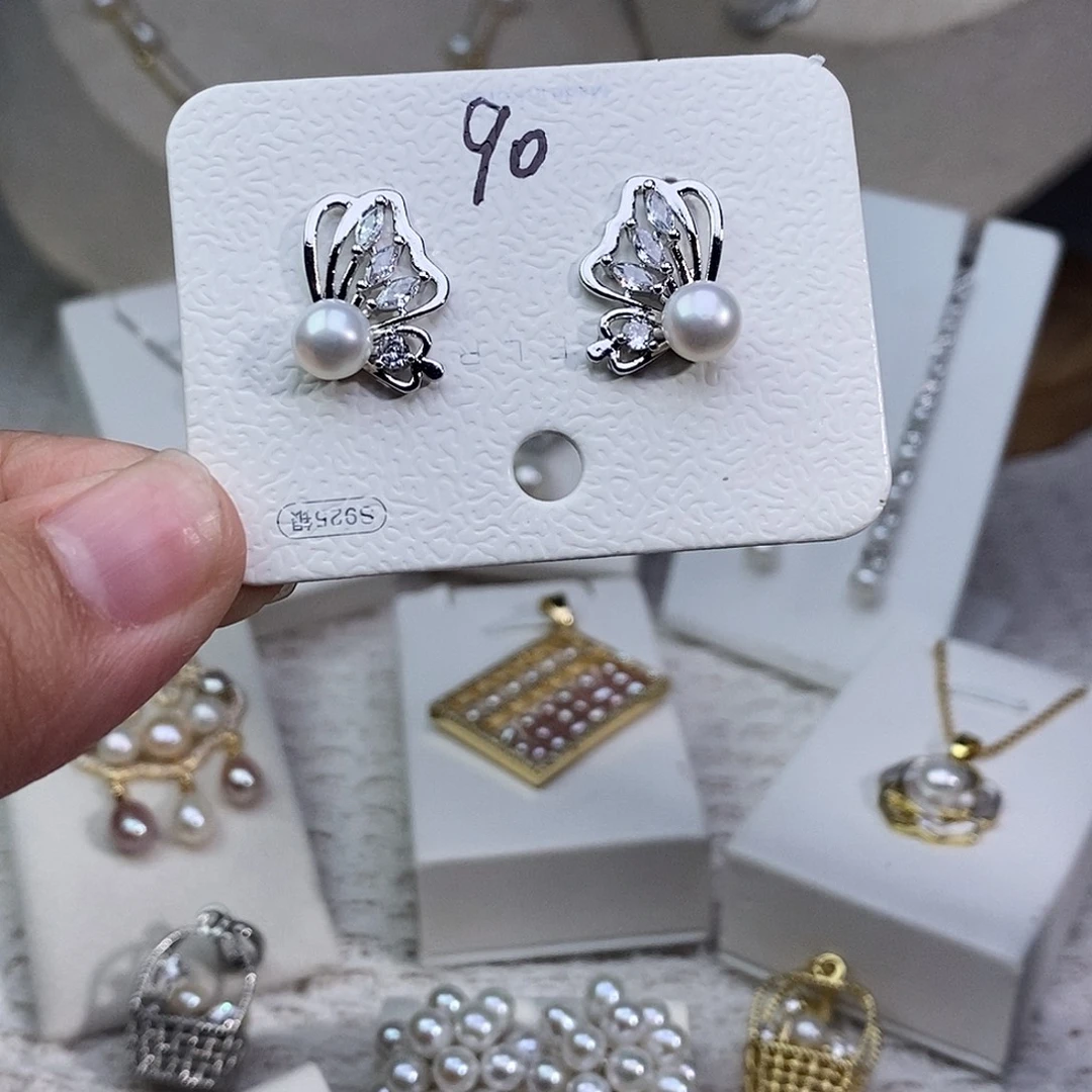 耳饰淡水珍珠银S925镶嵌