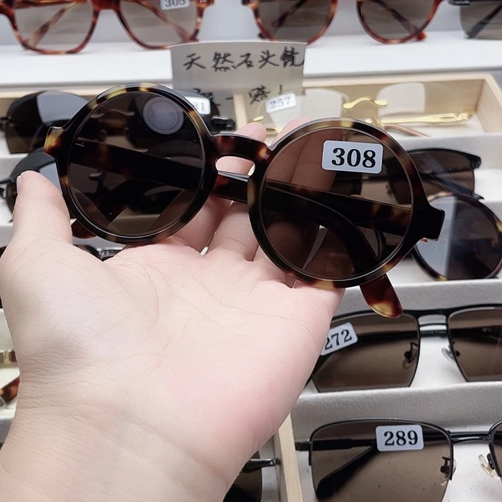 方形天然水晶石头眼镜