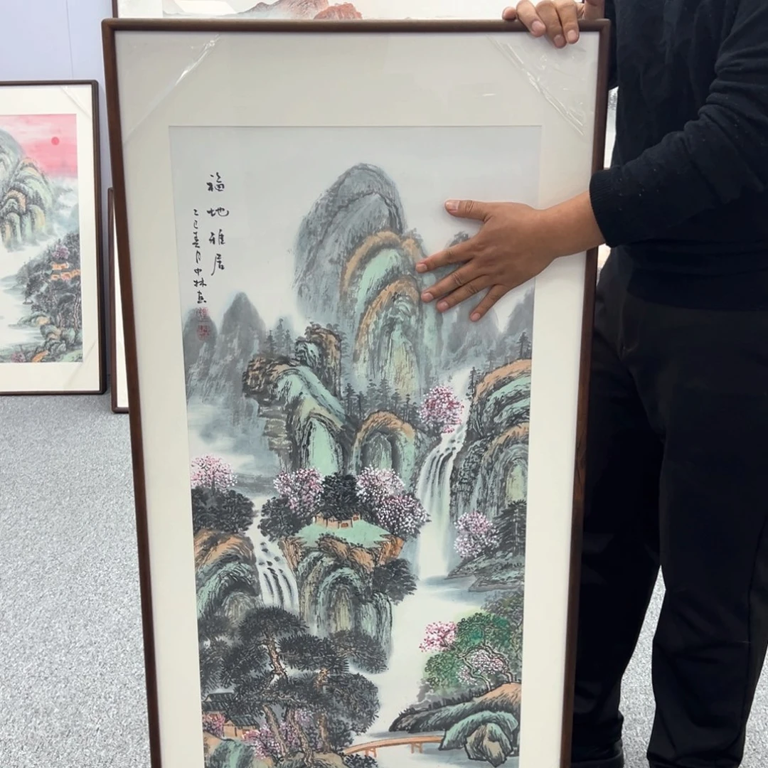 国画国画作品带框120*60