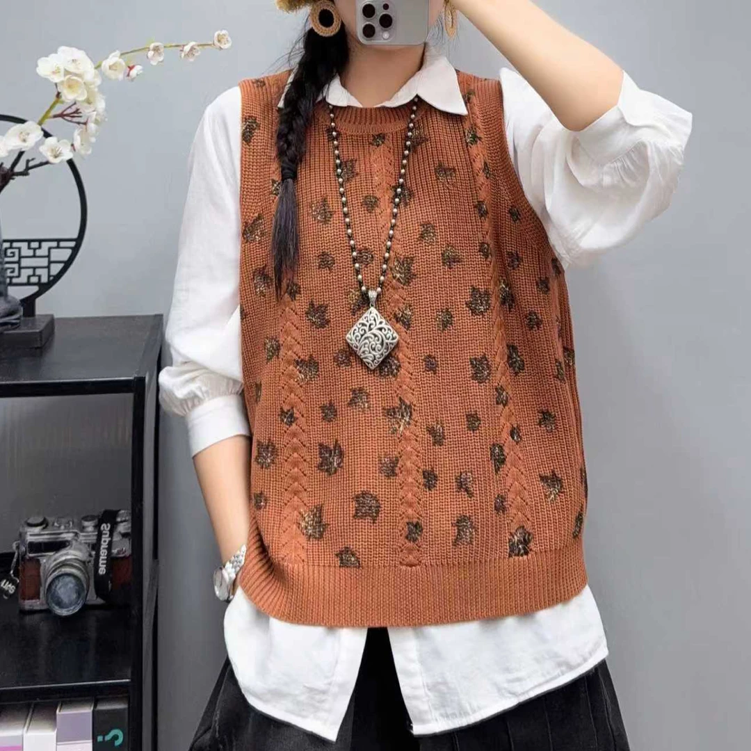 春秋针织马夹外穿休闲秋冬马甲女装无袖百搭显瘦宽松大码复古马夹