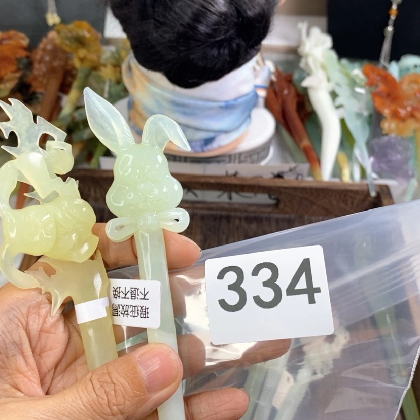 【闪购商品】岫玉发饰未镶嵌风***心