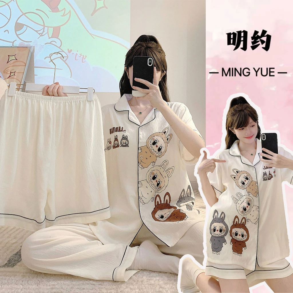 【多款式】三件套2025新款睡衣女夏季短袖宽松家居服大码套装