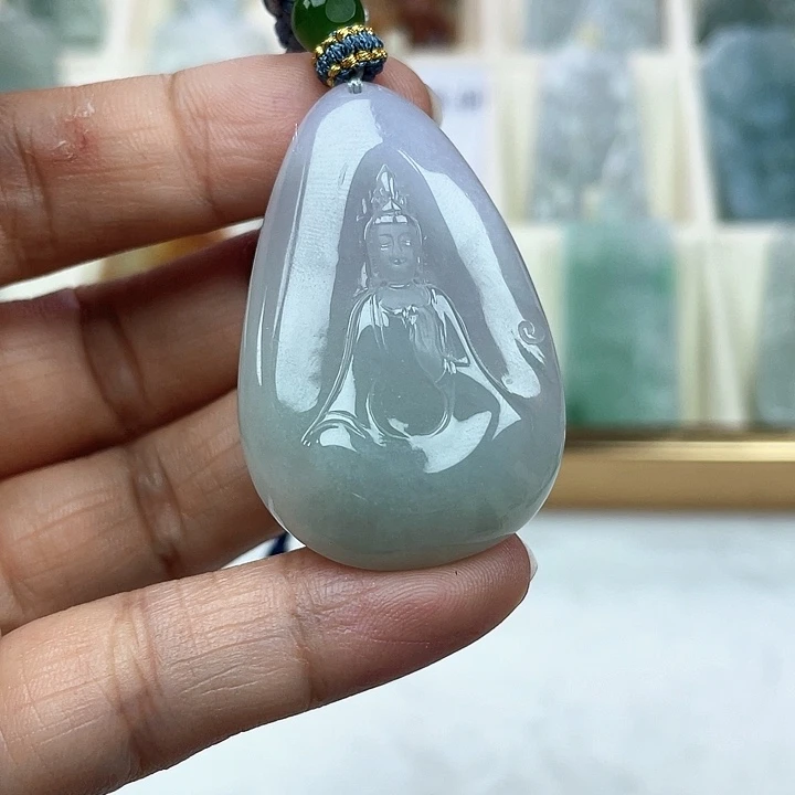 翡翠未镶嵌颈饰天然翡翠素衣观音