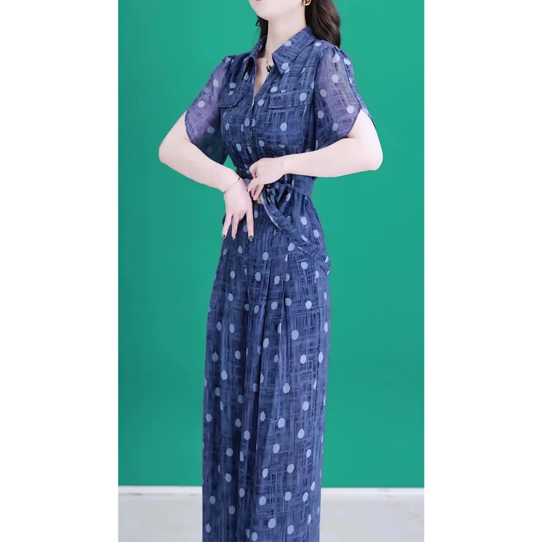 夏季新款时尚显瘦短袖套装女洋气设计感绑带上衣阔腿裤休闲两件套