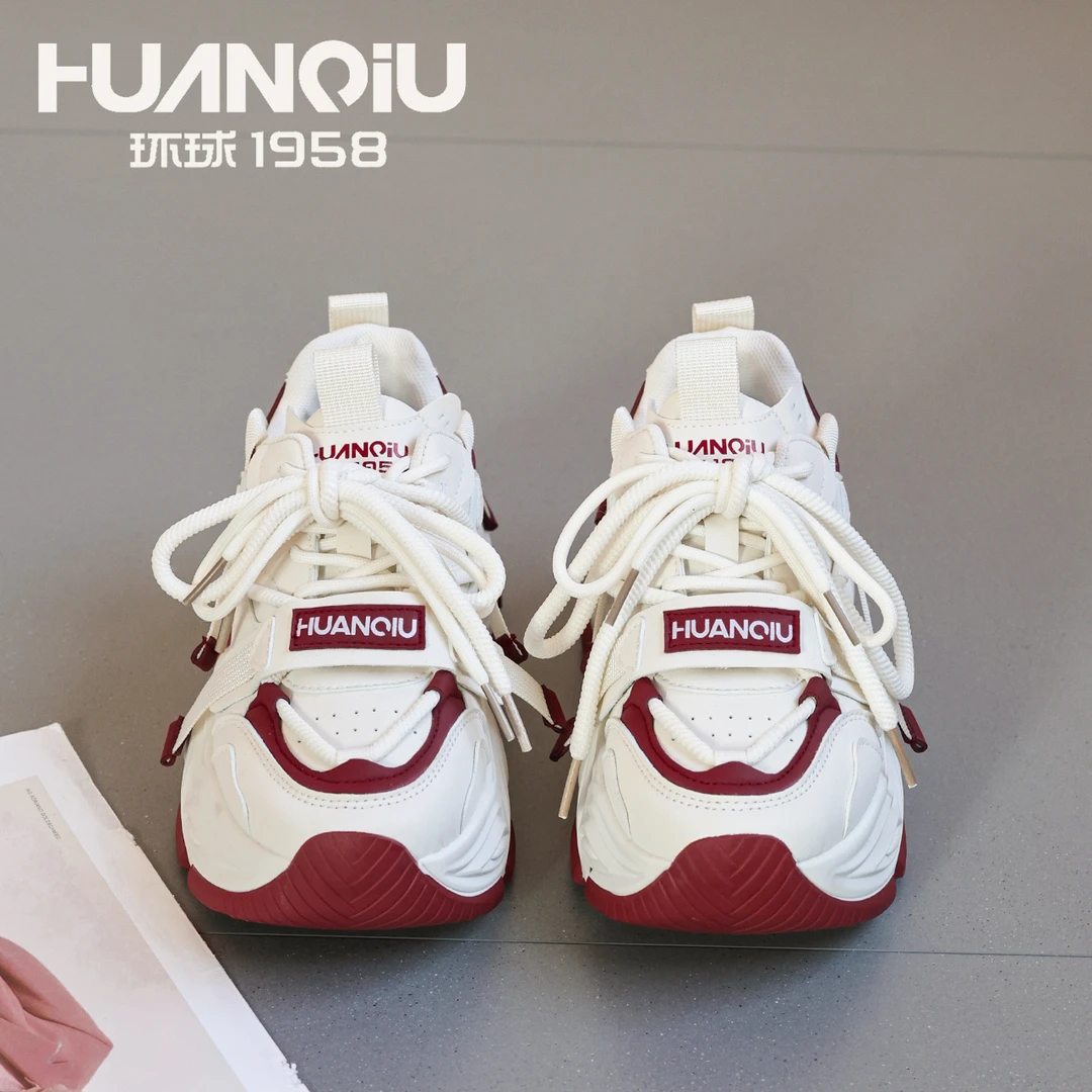 HUANQIU/环球休闲鞋厚底增高跑步运动鞋2025新款老爹鞋ins学生女