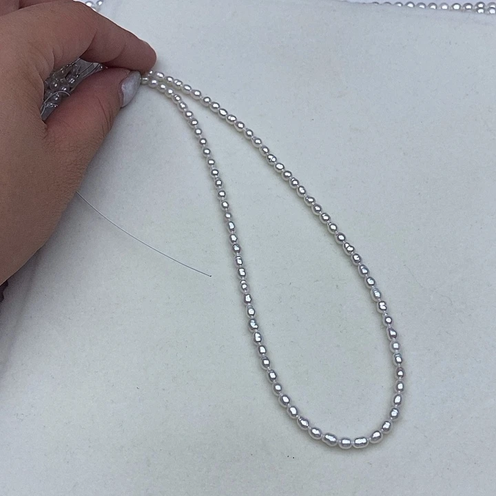 颈饰银S925镶嵌淡水珍珠3-4keshi项链