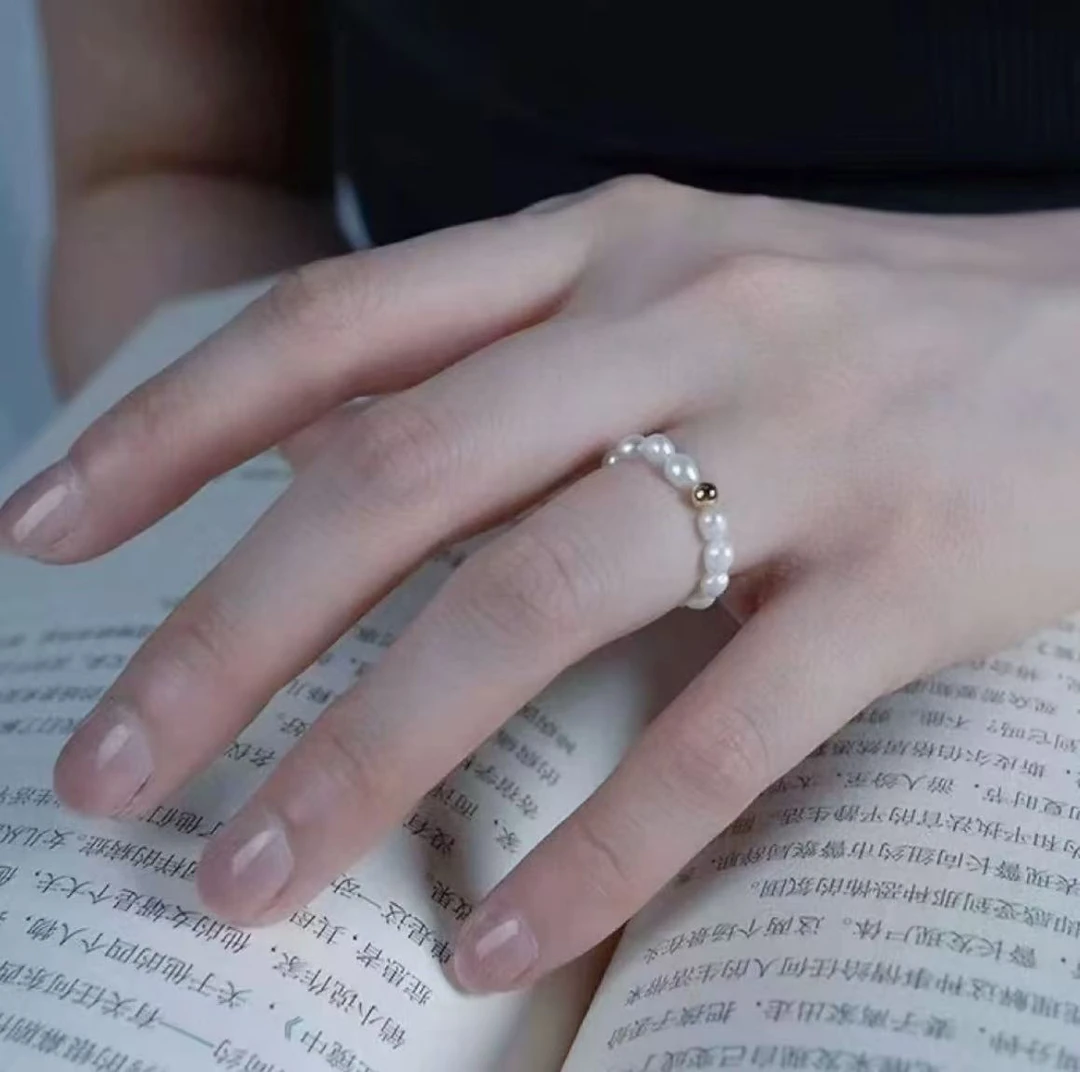 【雨然甄选】淡水小米珍珠戒指 3-4mm