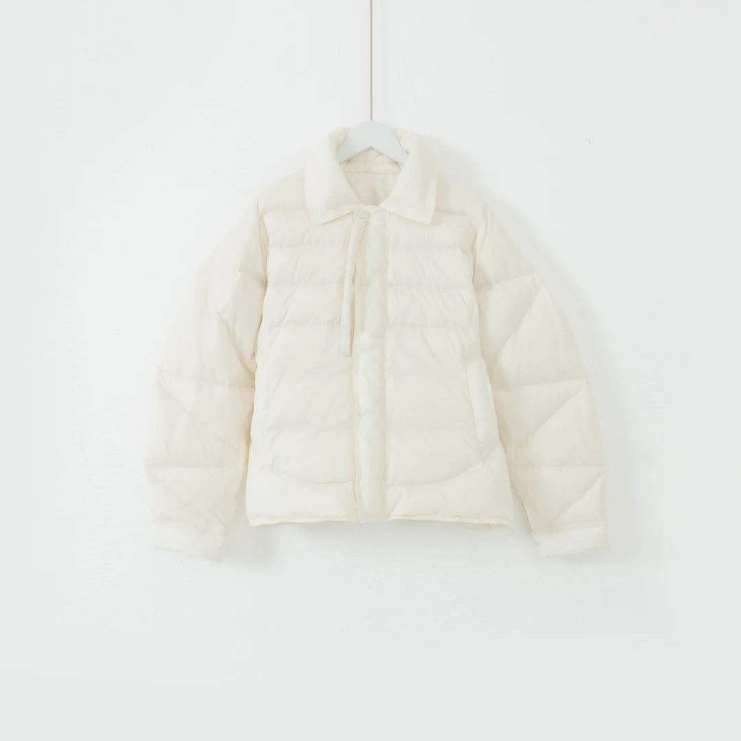 几里与麻 翻领不规则绗缝短款羽绒服 衣长60胸围118 2092443