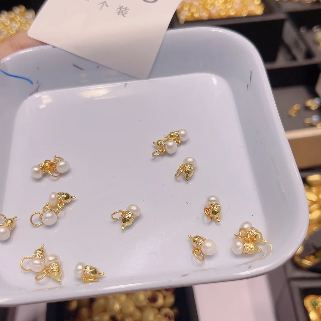 水晶珠宝半成品银S925镀金镶嵌228 。