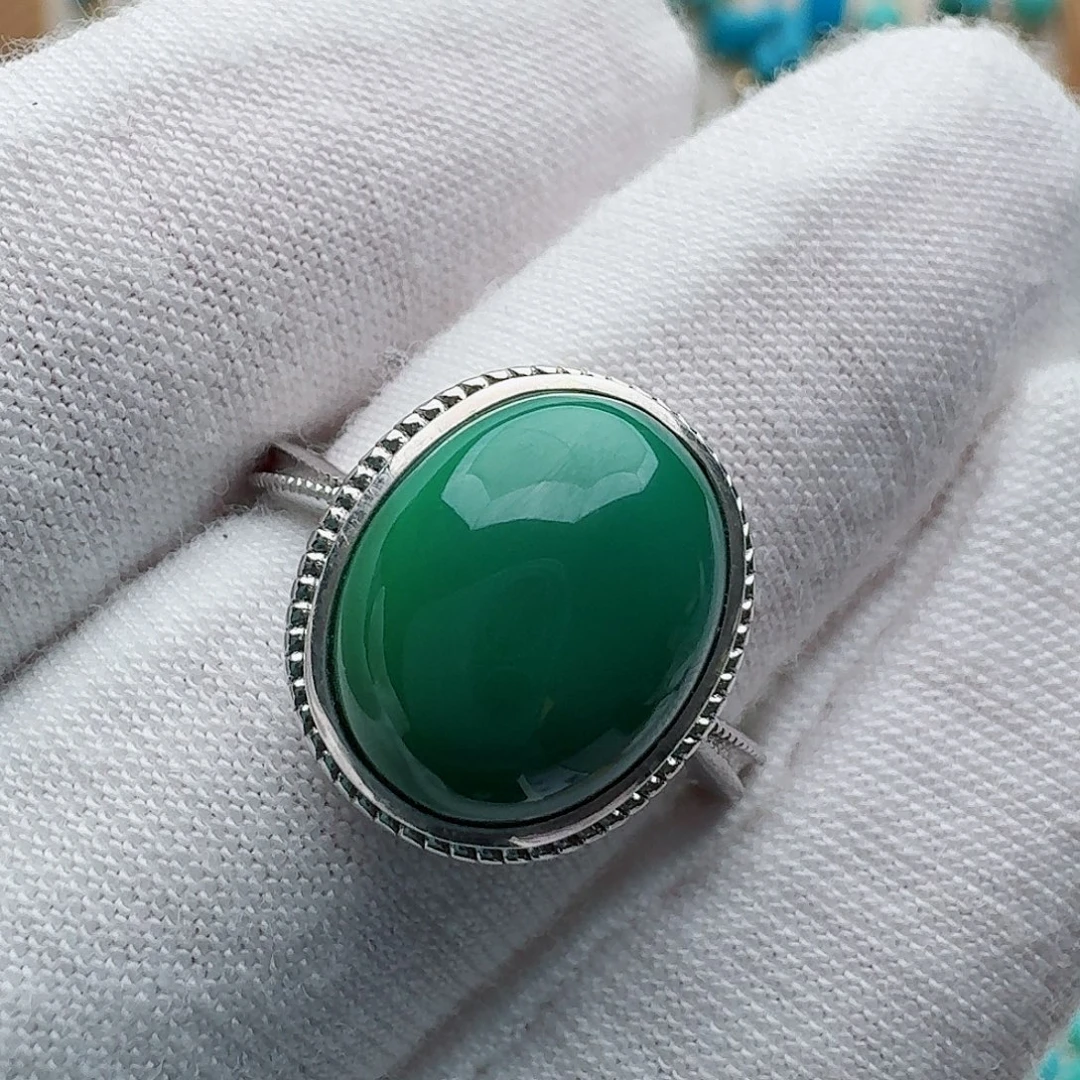 绿松石银S925镶嵌戒指