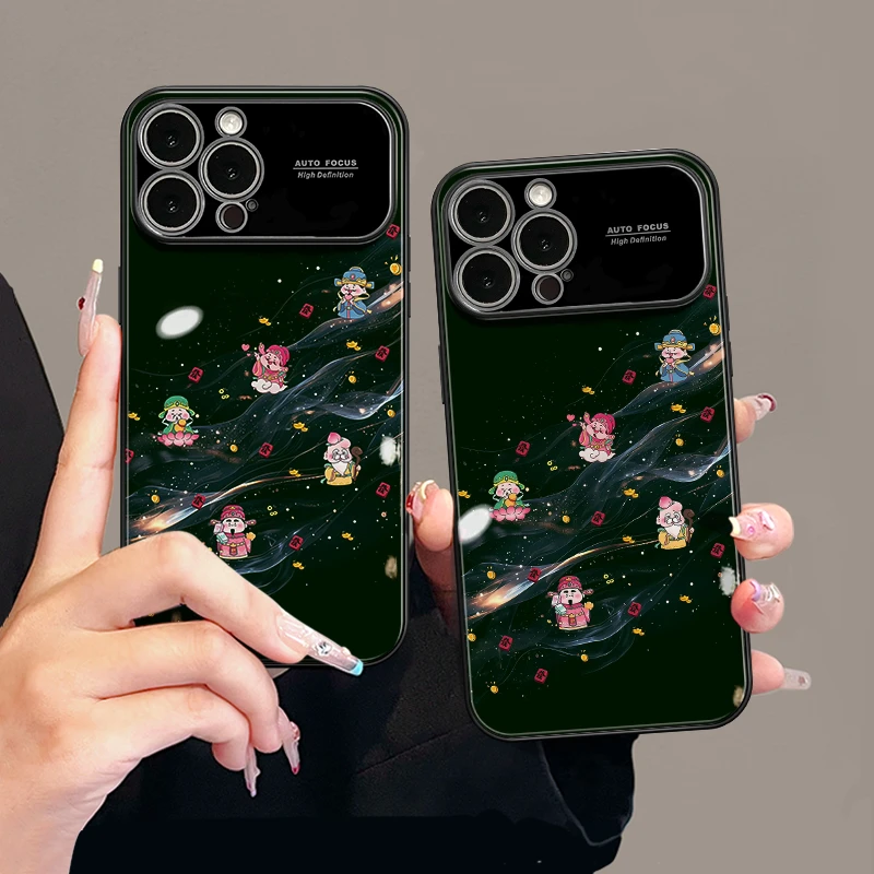 财神爷适用苹果17Pro手机壳16pm视窗玻璃15/14plus卡通12女新款11