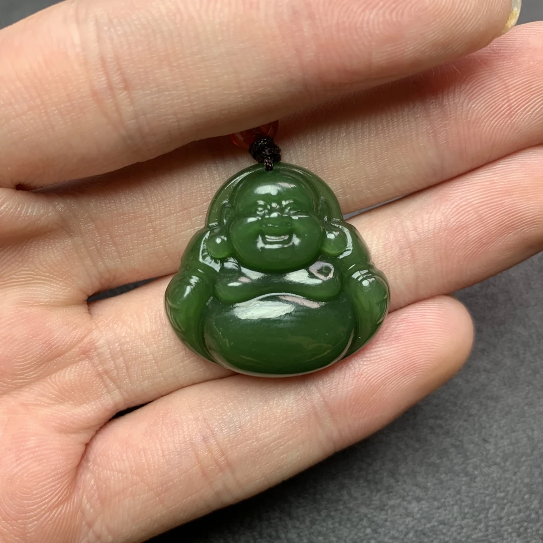 和田玉俄碧碧玉佛公 25.7x27.1x7.5 CJ88