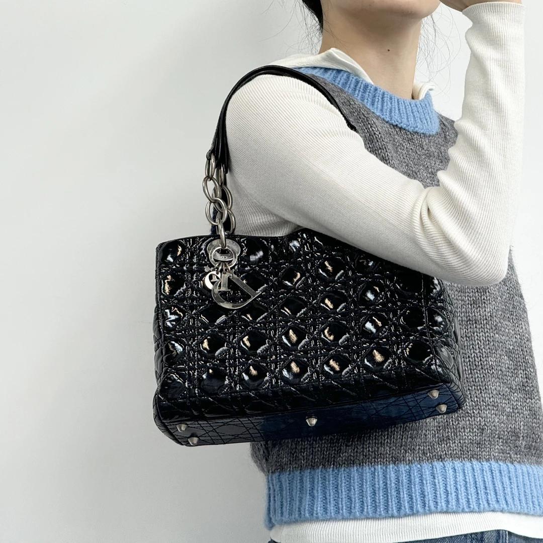 95新 DIOR/迪奥 dior黑色五格托特包斜挎包