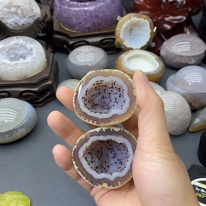 紫晶摆件未镶嵌聚宝盆