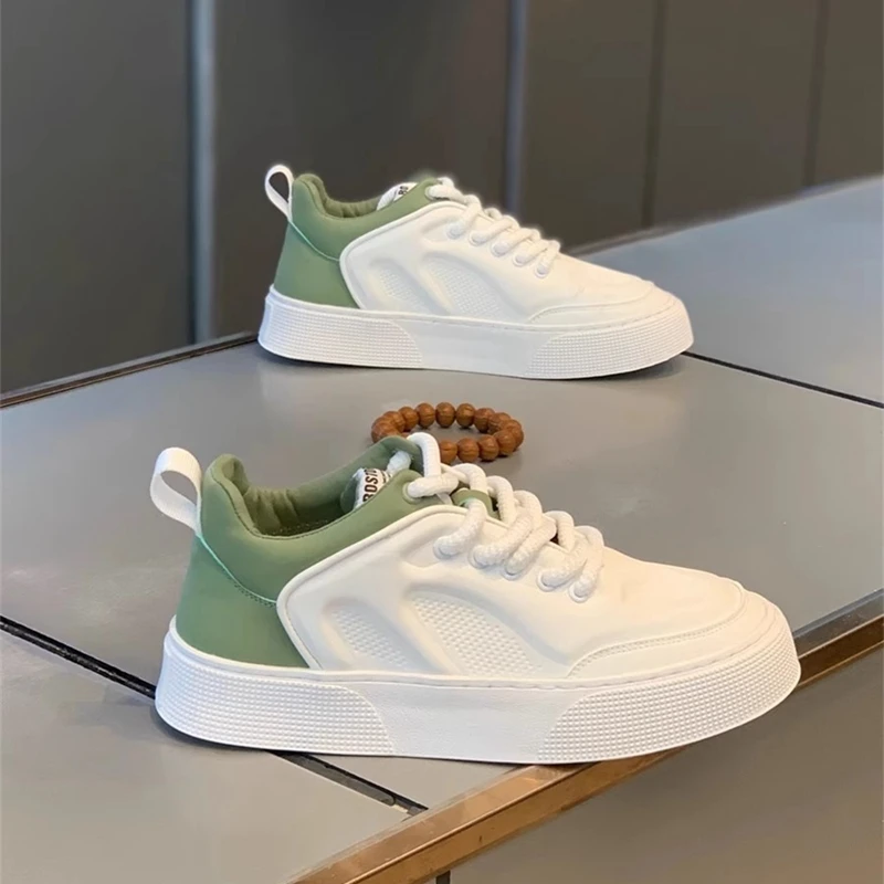 okkdey透气高级感休闲鞋时尚百搭板鞋潮流皮面运动小白潮鞋