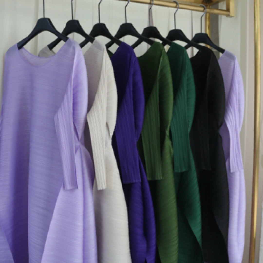 原版褶皱横纹中古连衣裙