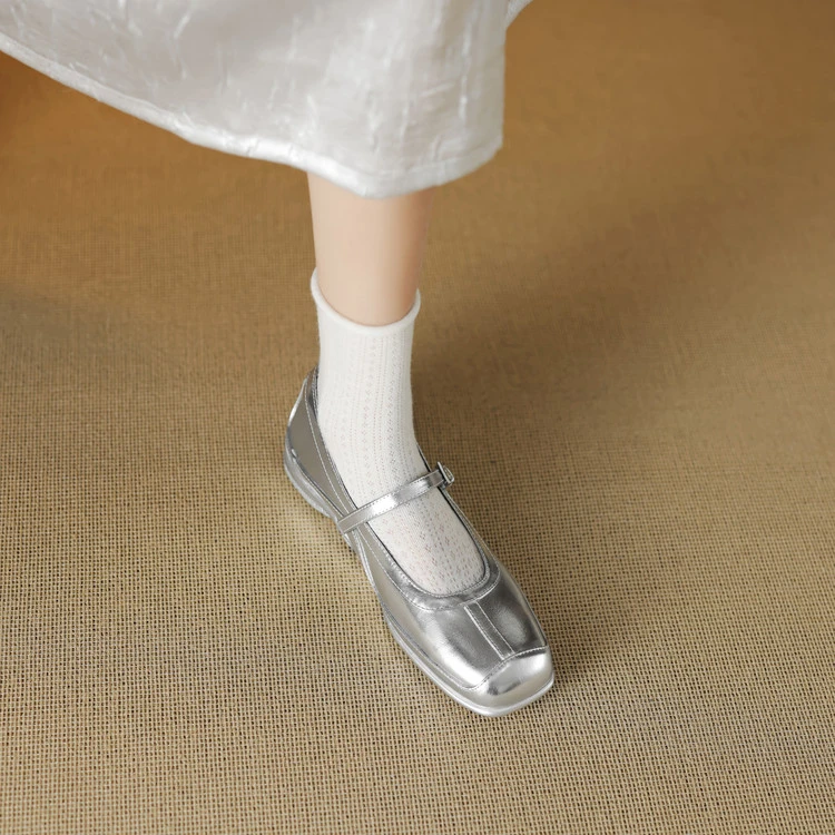 3.5cm 通勤休闲百搭舒适厚底一字带玛丽珍鞋春季简约时尚浅口单鞋