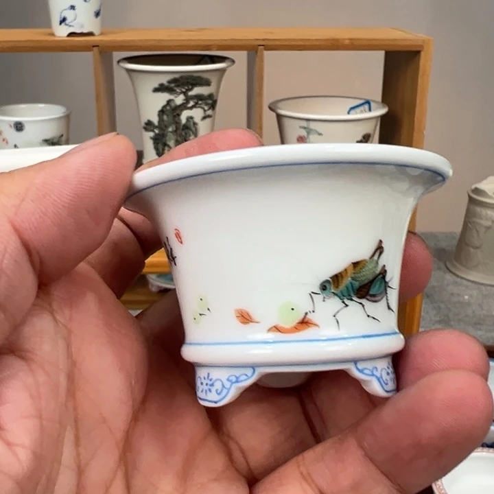 荼***蘼特惠工笔草虫豆盆
