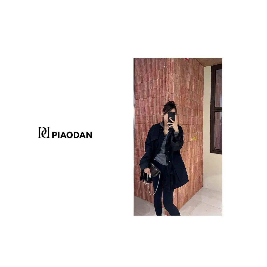 【PIAO DAN】拼接蕾丝设计风衣