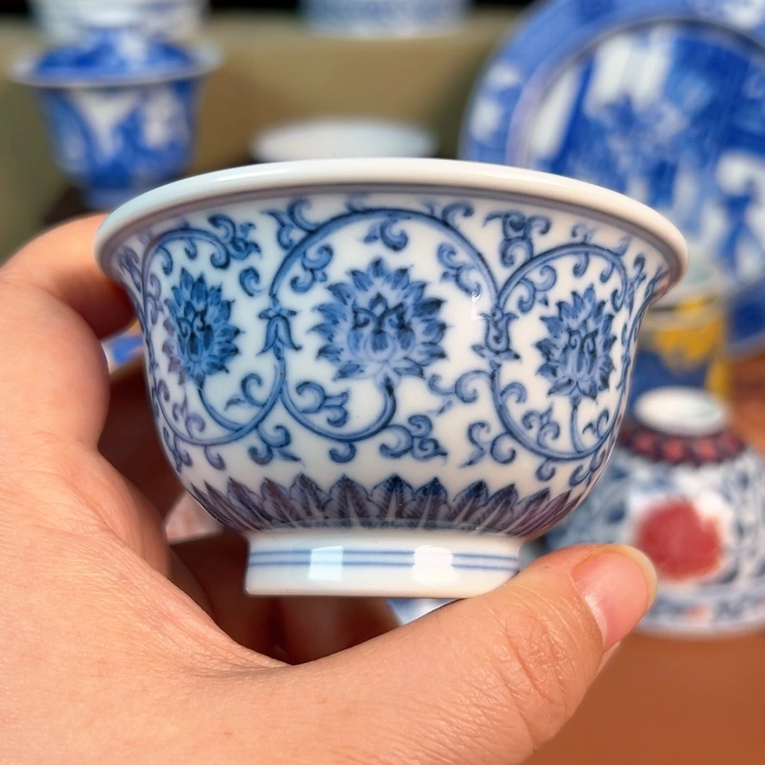 【闪购商品】杯望月怀古-双勾缠枝莲压手杯