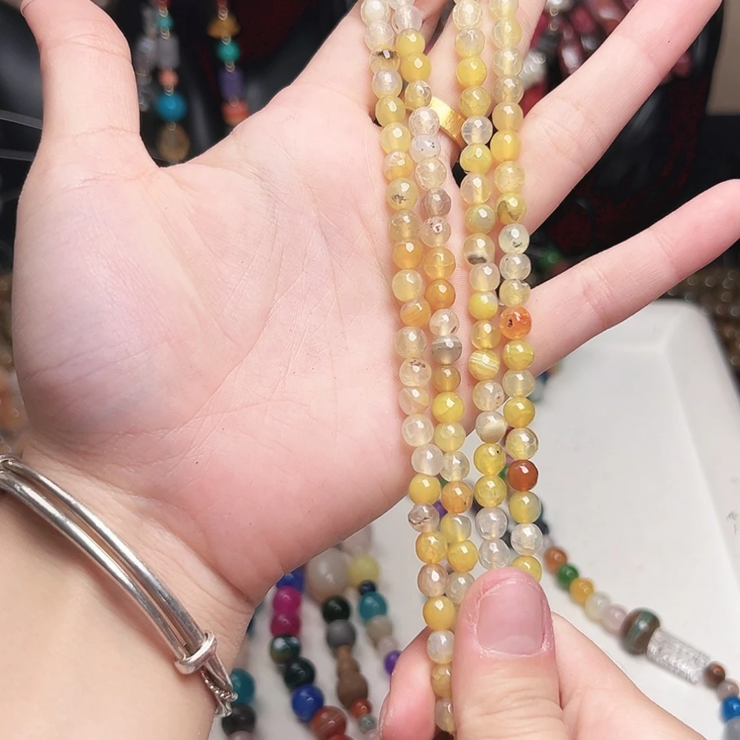 玛瑙/玉髓合金珠宝半成品x271 4m 奶黄钻切一条