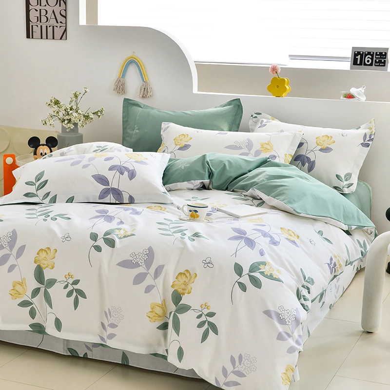 【四季款】全棉四件套100纯棉简约被套床单被罩床上用品小清新