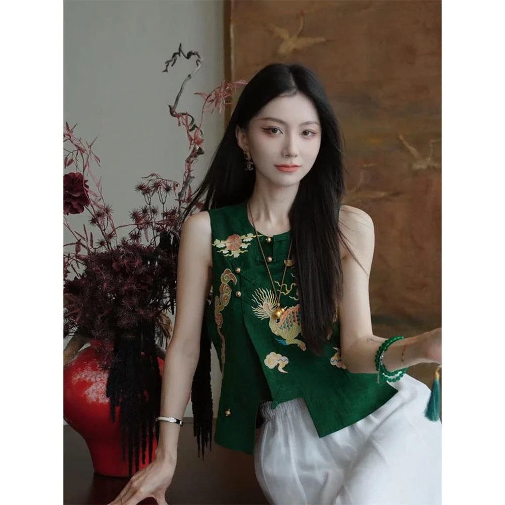 新中式气质中国风年轻款盘扣改良唐装马甲女2025夏季新款上衣小衫