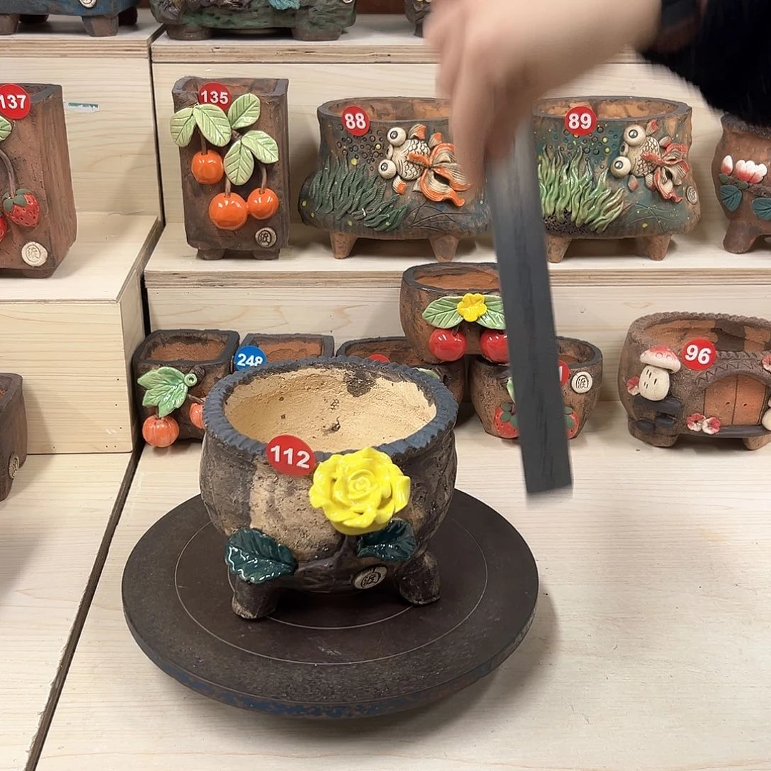 紫砂花盆112号内口12外高12