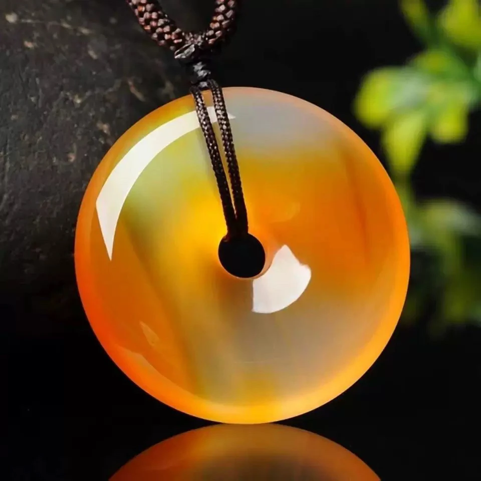 巴西玛瑙平安扣吊坠挂件