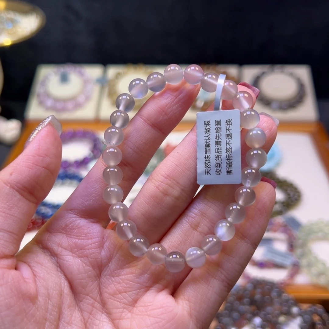 月光石手串未镶嵌B****w7m天花板级白月光