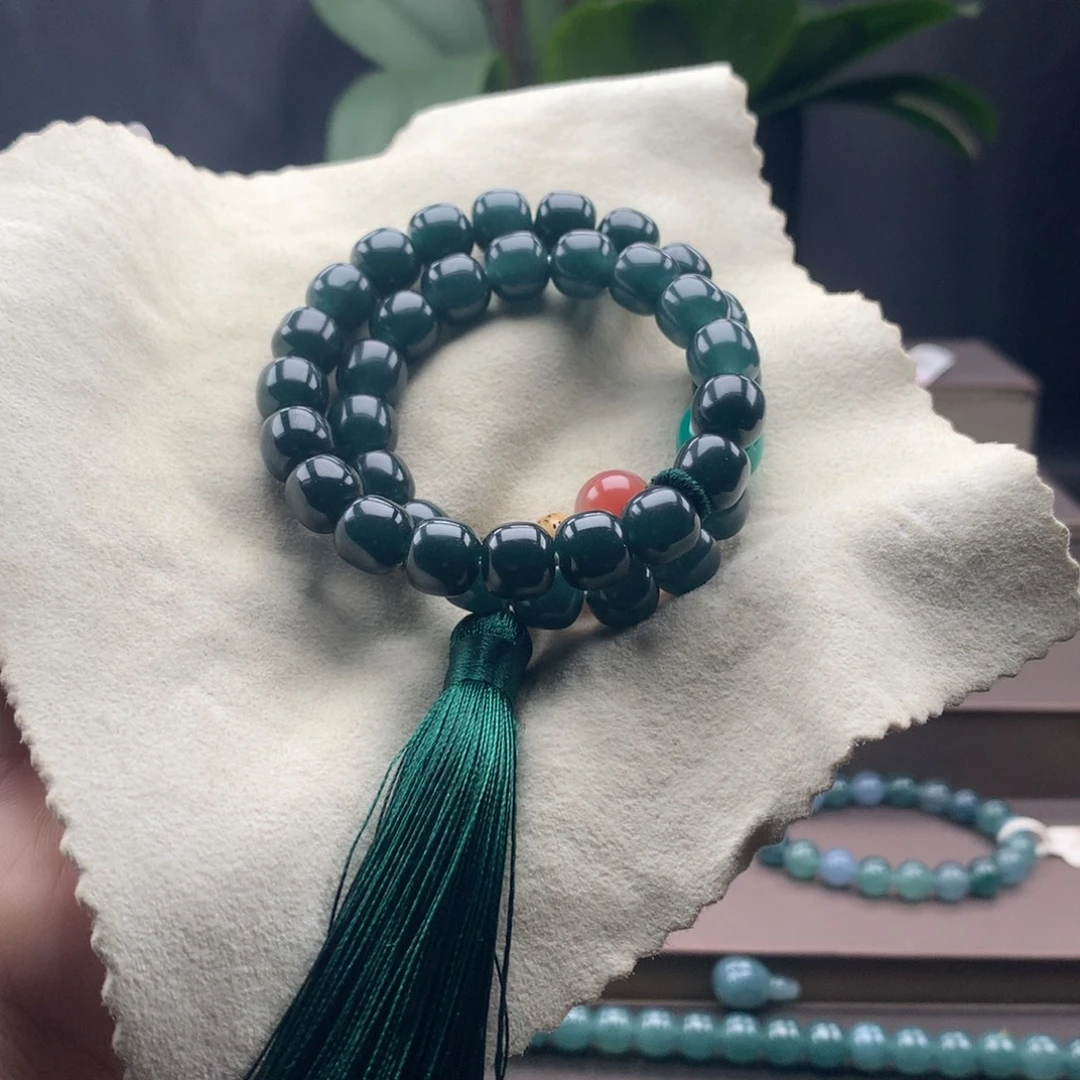 翡翠未镶嵌手链卡9.7mm老型珠手持珠36颗福利款