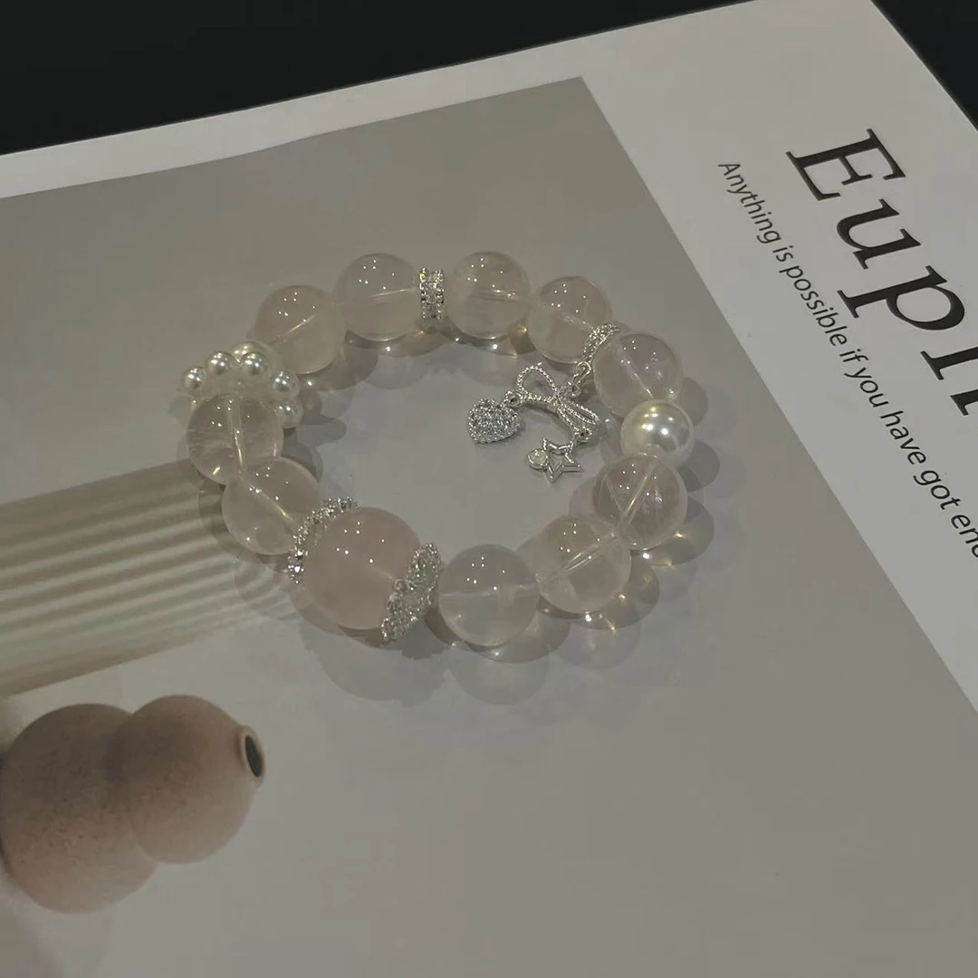 YIMI 天然水晶13-14mm奶白晶手链x1978 多样性发货