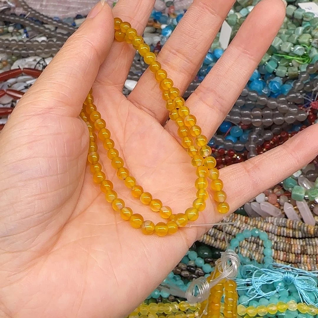 玛瑙/玉髓合金珠宝半成品黄玛瑙4mm一条