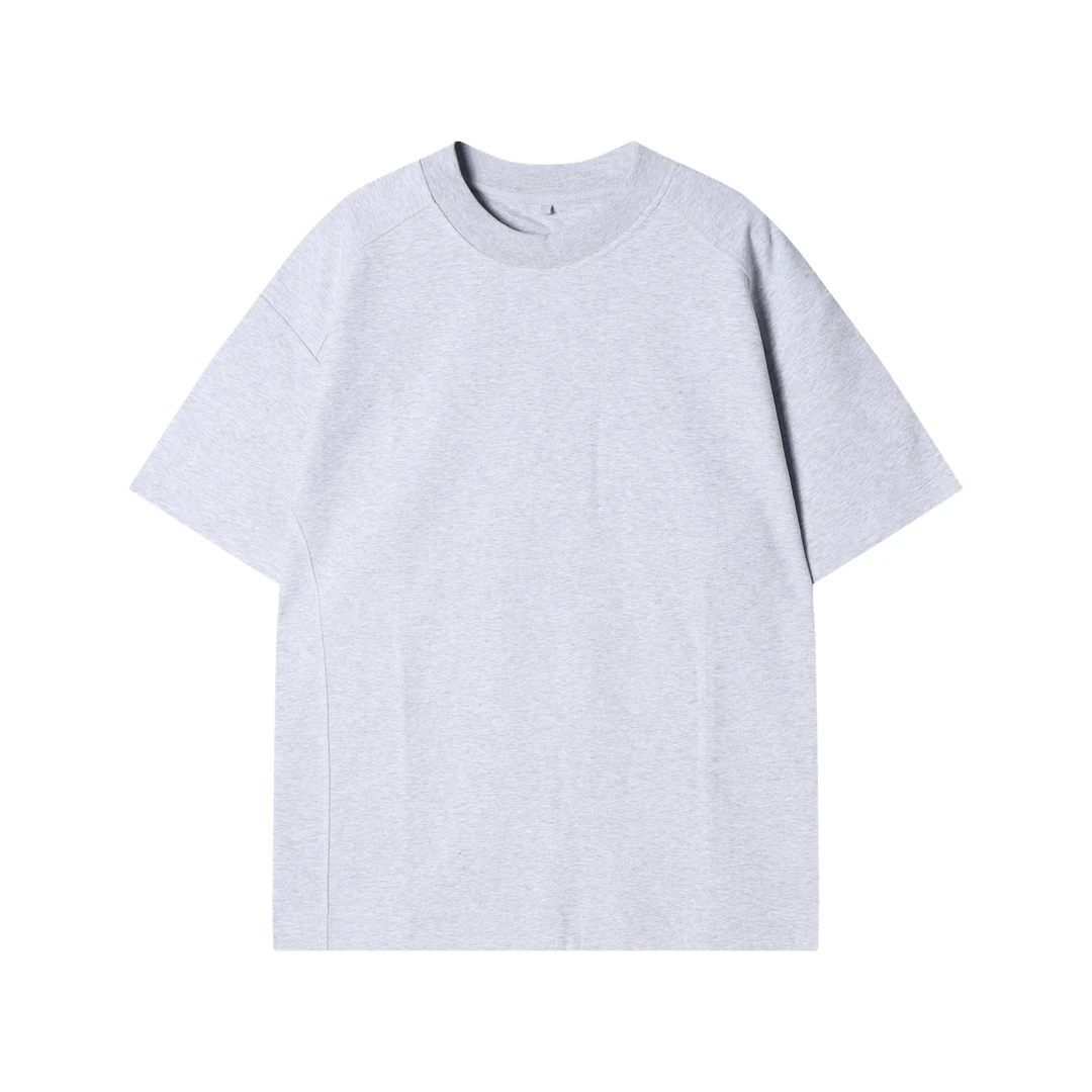 早春新款时尚个性韩版纯色压线圆领套头短袖上衣百搭情侣休闲T恤