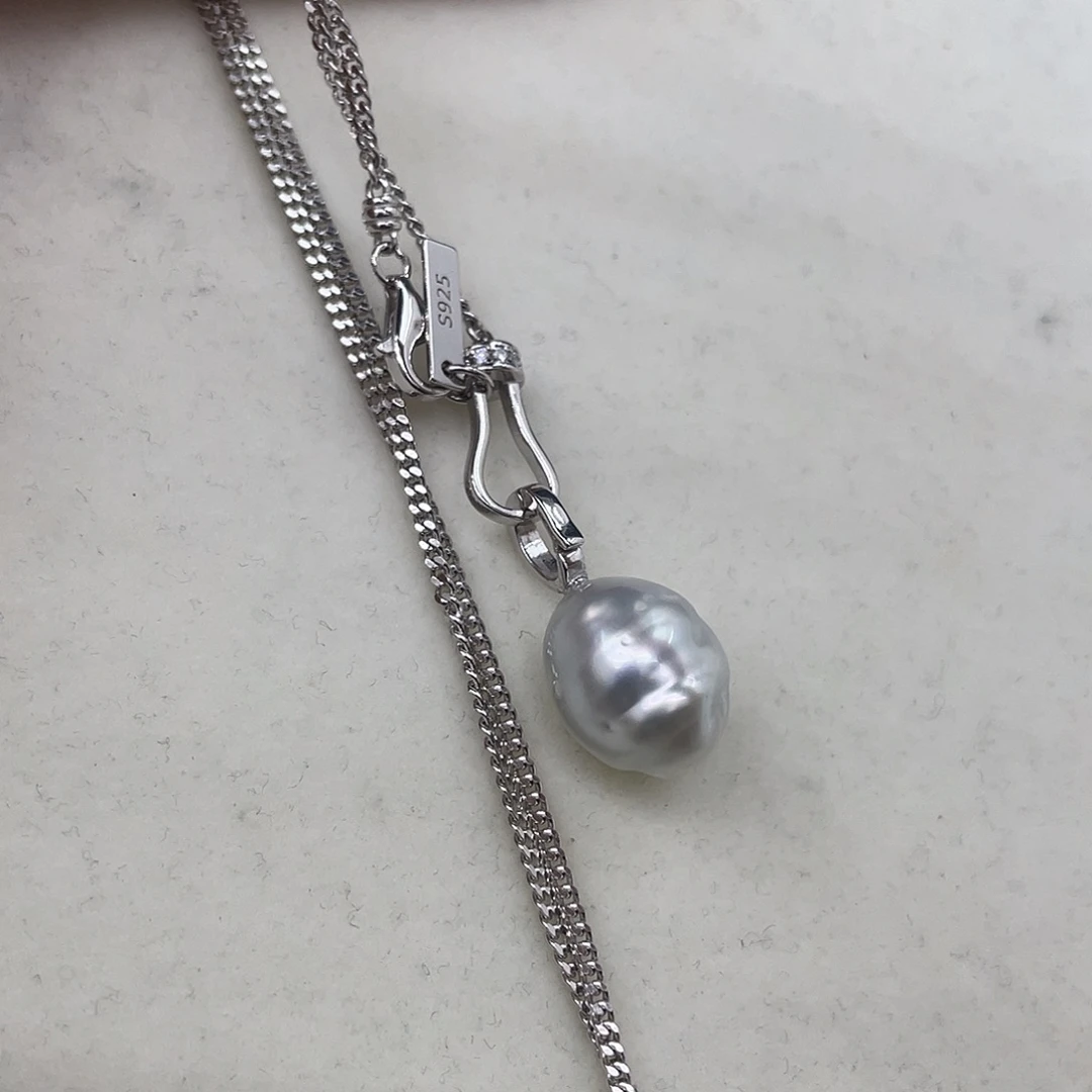 海水珍珠银S925镶嵌颈饰