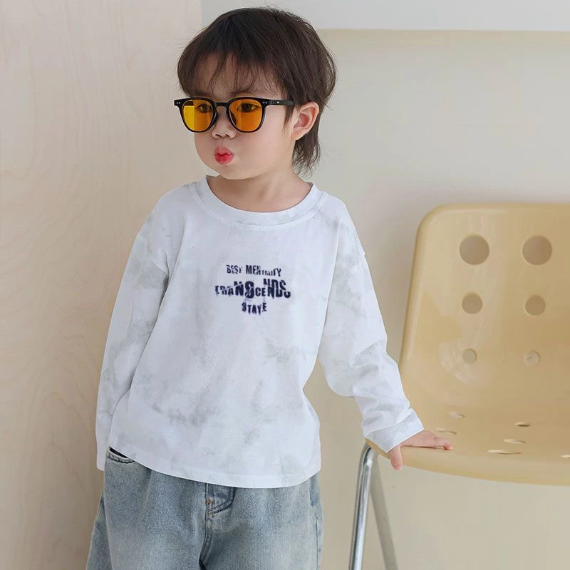 100%纯棉儿童长袖T恤春秋新款休闲百搭打底卡通印花洋气外穿上衣t