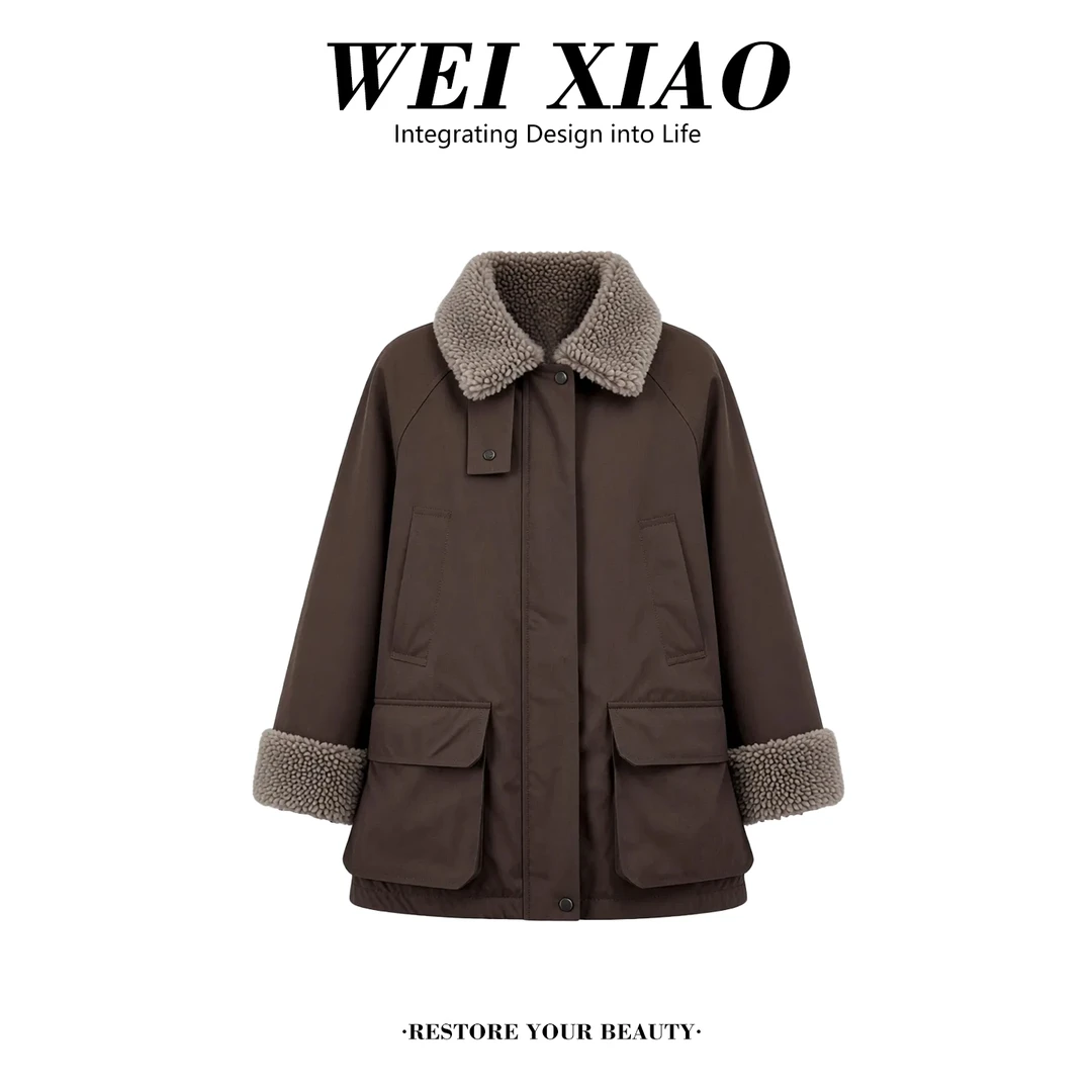 高级感时尚加绒加厚保暖外套女中长款棉服2025冬季新款毛毛上衣潮