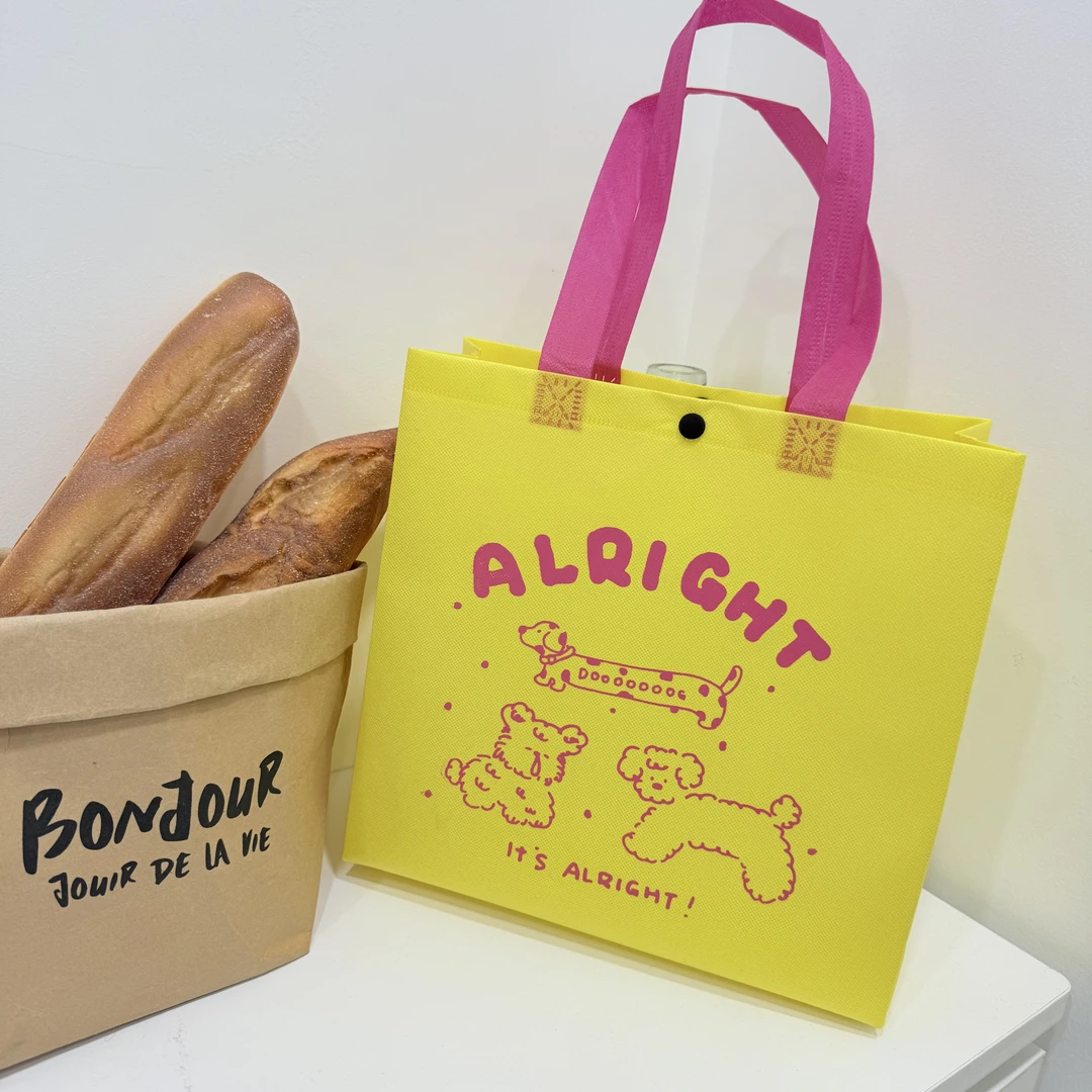 可爱狗无纺布小袋印logo大号手提袋定制购物ins环保袋订做外卖袋