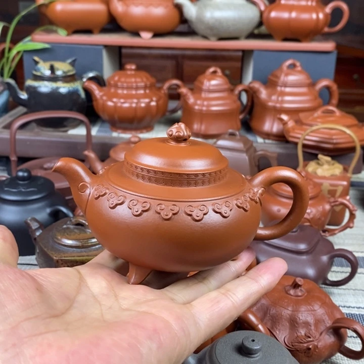 茶壶紫砂云肩如意200-230CC原矿赵庄朱泥双十二特价